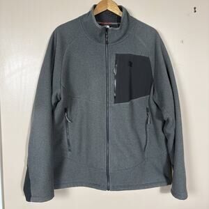 The North Face Mens XL Gray Full Zip Fleece Jacket Softshell Chest Pocket Travel